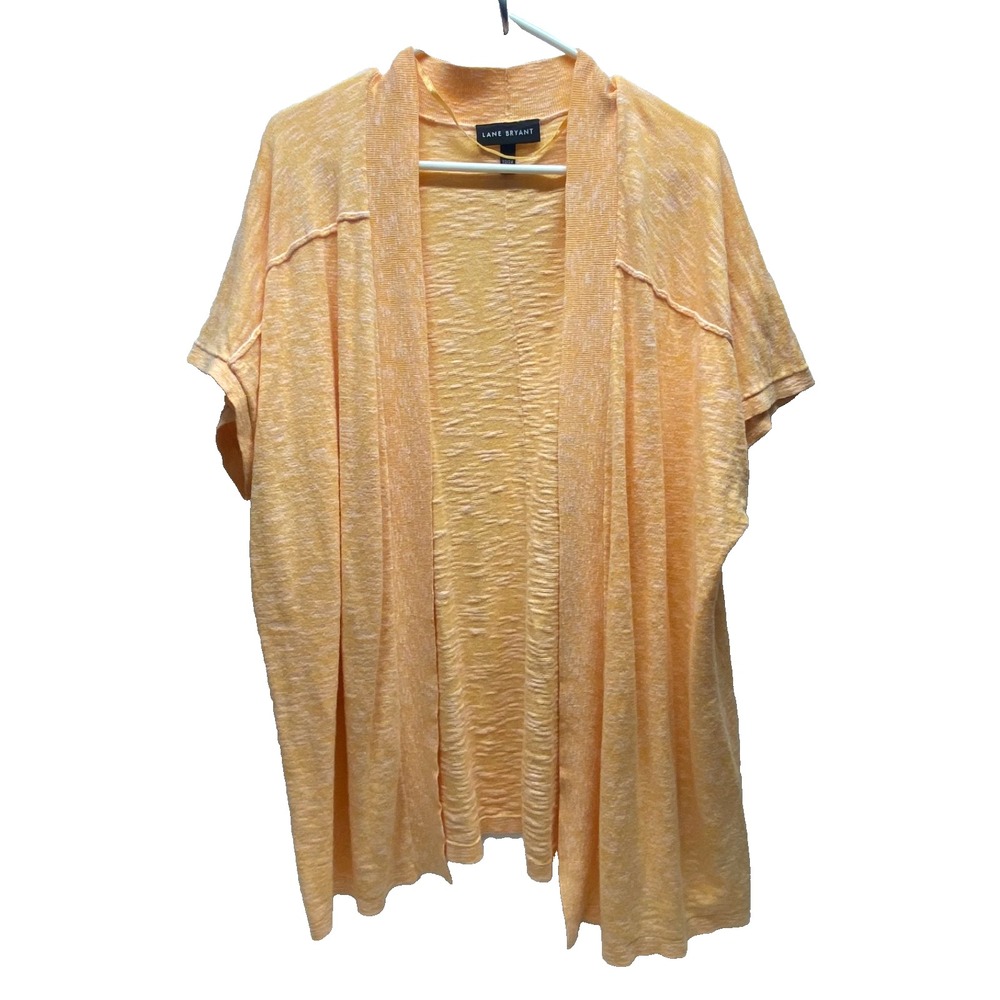 Lane Bryant Open Front Cardigan Women's 22/24 Orange Short Sleeve Casual Knit EC